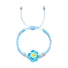 Pulsera de Flor de Arcilla Suave Dulce, Pulsera Tejida a Mano de Colores Estilo Bohemio Festivo, Estilo Bohemio del Día de San Valentín Chino