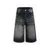 Pantalones Vaqueros Cropped Lavados Vintage Retro Americanos para Hombre, Pantalones Anchos Holgados, Shorts Rectos de Moda con Estilo Veraniego
