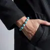 Pulsera de Cuentas Azules Turquesa con Patrón Ondulado para Hombres, Pulsera Versátil de Moda para Viajes Diarios para Mujeres, Accesorio de Nicho de Lujo Ligero de Gama Alta