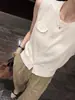Chaleco de Punto Retro Azul Marino con Cuello Redondo para Mujer, Ropa de Capa de Verano, Camiseta sin Mangas Holgada de Corte Ajustado