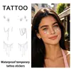Tatuagem Adesiva Prata Quente Padrão de Palma Decoração FacialTatuagem Adesiva Prata Fina com Padrão de Glitter à Prova d'Água de Longa Duração