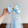 Nuevo set de accesorios para el cabello de princesa de hielo azul con alas de ángel, moño, pinza BB y combinación de banda elástica para niñas