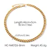 Collar de Cadena Cubana de Acero de Titanio No Desvanecible Estilo Europeo y Americano con Oro de 18 Quilates, Joyería Versátil de Acero Inoxidable, Pulsera Transfronteriza
