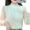 Camisa de gasa para mujer 2023 Primavera Nueva Camisa Interior de Fondo Moda y Moda Elegante Top de Cuello Alto
