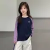 Camiseta 100% Algodão YOJIA para Meninas Outono 2026 Novo Estilo Coreano Camada Interna Menina Pequena Manga Longa Top Camisa Base para Crianças
