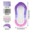 Nueva Fila Flotante Inflable con Degradado Morado Rosa Entretenimiento de Piscina de Verano Cama Flotante de Tela de Malla de PVC Espeso para Una Persona