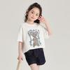 Camisetas de Manga Curta para Meninas para o Verão de 2024 São Soltas e Confortáveis, Camisetas Infantis com Estampa de Urso de Desenho Animado