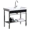 Lavabo Integrado de Cerámica de Alta Temperatura Lavabo para Ropa con Tabla de Lavar Lavabo para Balcón Baño Lavabo Lavabo Sobre Encimera