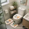 Alfombrilla de Toilet Toilette de Peluche de Dibujos Animados Juego de Tres Piezas Cubierta de Asiento de Inodoro Gruesa y Cálida Alfombrilla de Piso en Forma de U para Baño Cubierta de Asiento de Inodoro En Stock