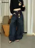 Idealteam Jeans de algodón estilo vintage extragrandes de tiro bajo para mujer 91278