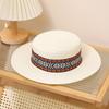 Sombrero de paja de estilo bohemio, de corte plano, para hombre y mujer, ideal para protegerse del sol, para playa y fotografía.
