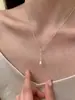 Mar da Lua Um Cordão de Gotas d'Água Colar de Strass Luxo Leve Nicho Sensação de Alto Padrão Corrente para Clavícula para Mulheres Verão Exquisite Versátil Joia