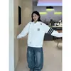 Traje de outono para casal estilo americano para o dia a dia: moletom com capuz, casual, de corte solto, bordado com letra e design único
