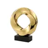 Ornamento Cerâmico Circular Dourado Eletrodepositado Minimalista Moderno de Luxo Leve para Sala de Estar de Villa Gabinete de TV Entrada Escultura Criativa Decoração
