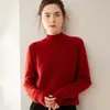 Suéter Grueso de Punto para Mujer Color Sólido Siete Puntos Base de Cachemira Punto de Otoño e Invierno Cuello Semi-Alto Estilo Nuevo