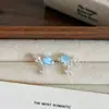 Pendientes Azules Brillantes de Estrella de Zirconia Frescos y Dulces para Mujer, Exquisitos y de Moda, Pendientes Modernos y Versátiles