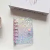 A7 Pasta com Glitter Estrela PVC Transparente Pasta com Fivela Única Caderno de Armazenamento Capa Espessada Caderno Planejador Estudantil