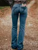 Pantalonas de Cintura Alta para Primavera/Outono, Estilo Europeu e Americano, Versátil, Flare, Moda Street Style, Jeans Tendência, Atacado