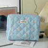 Bolsa de Maquiagem Acolchoada com Laço Branco Pequena Fresca Fofa Estudante Bolsa de Armazenamento Portátil Necessaire Bolsa de Grande Capacidade
