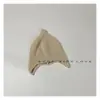Chapéu de Tricô com Proteção para Ouvido de Bebê Outono e Inverno Super Fofo Cor Sólida Chapéu Pontudo Chapéu de Lã para Bebê Menino e Menina Chapéu Pulôver Infantil