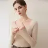 Suéter de Cashmere Feminino Lançamento Novo Gola U Ampla Modelagem Slim Camada Base Malha Amiga da Pele Suéter de Tricô Pulôver Tendência