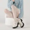 Meias arrastão brancas para mulheres, estilo subcultura primavera e outono, meia-calça de seda branca com trama de rede para garotas ousadas
