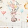 Adhesivo de pared de ciervo sika con corazón de amor en globo aerostático para habitación de niños, dormitorio de bebé, decoración de fondo, papel tapiz de dibujos animados KL46018