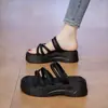 Pantuflas Suaves de Dos Vías Negras con Suela Blanda para Uso en Exteriores, Sandalias Casuales Cómodas y Versátiles con Suela Gruesa para Mujer, Nuevo Modelo Verano 2026