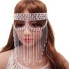 Cadena para la Cabeza de Mascarilla de Moda Europea y Americana Mascarada de Halloween Joyería Hecha a Mano con Incrustaciones de Diamantes Joyería de Borla de Lujo Mascarilla
