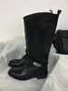 Piel de vacuno súper suave, hebilla metálica, tacón grueso, botas de montar de caña alta para mujer, estilizan y son versátiles, punta redonda, botas de cowboy estilo británico