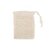 Bolsa de Malla con Cordón de Algodón Lino Red Espumosa Fibra Vegetal Porta Jabón Bolsa de Almacenamiento Colgante Jabón Biodegradable Red para Hacer Espuma