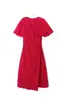 Vestido de Verano para Mujer de Estilo Europeo y Americano 2024, Nuevo, Cuello en V, Estampado Floral Rojo, Manga Corta 23075