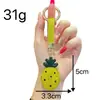 Chaveiro de liga metálica da série de frutas abacaxi, cravejado com diamantes de argila, pingente de decoração de bolsa de trabalho moderno e versátil