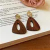 Pendientes de madera vintage geométricos, únicos y elegantes, con un toque exclusivo de alta gama, pendientes sencillos y elegantes para mujer