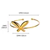 Joyería de Moda Transfronteriza Europea y Americana Acero Inoxidable Chapado en Oro de 18K Pulsera Abierta de Mariposa para Mujer, Pulsera Versátil de Moda