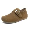 Zapatos de mujer 2026 otoño nuevo estilo, zapatos casuales que aumentan la altura, zapatos planos de moda retro con hebilla tipo Birkenstock, zapatos de mamá
