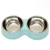 Tigela Personalizada para Pet Aço Inoxidável Palha de Trigo Tigela de Comida para Pet Tigela de Comida para Gato Tigela para Cachorro Dupla Finalidade para Beber Água e Comer Tigela Dupla para Pet