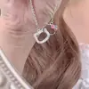 Collar Entrelazado Gatito Femenino Hello Kitty Retro Doble Colgante Kt Dibujo Animado Pareja Estudiante Mejor Amigo Regalo de Cumpleaños