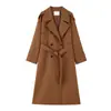 Gabardina clásica de sarga de longitud media para mujer, nuevo estilo otoño 2026, de doble botonadura con cuello de solapa, abrigo de estilo británico de alta gama
