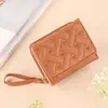 Nueva Moda Coreana Billetera Corta con Cremallera para Mujer Bordada en Forma de Corazón Bolso Clutch Color Sólido Simple Monedero Tarjetero