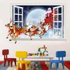 Adesivos de parede decorativos de Natal Adesivos de Papai Noel de parede efeito 3D imitação janelas falsas removíveis XH7229