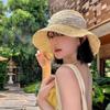 Sombrero de Paja Hueco con Flor de Encaje y Cinta para Mujer, Estilo Francés de Verano, Ala Grande, Sombrero de Playa para el Mar, Mostrando la Cara, Sombrero Pequeño para el Sol