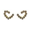 Aretes de Amor con Muesca Semicircular de Diamantes Completos Pin s925 Aretes Simples de Estilo Frío para Mujer Aretes de Corazón de Durazno Aretes para Mujer