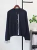 Camisa Patchwork, Casaco Suéter Falso Duas Peças, Novo Design Outono/Inverno 2026, Jovem e Estiloso, Cardigã de Tricô para Mulheres