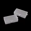 Caja de plástico transparente con gancho, borrador de crayón, caja de almacenamiento portátil para papelería de estudiante, caja de empaque de componentes electrónicos con tapa abatible