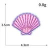 Serie Oceánica Pegatinas de Tela Bordadas Sin Costuras para Planchar Peces y Camarones Estrella de Mar Concha Bordado por Computadora Parche Decorativo para Bolsos y Ropa