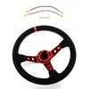 Volante Modificado de Cuero Gamuza Esmerilada, Estilo Racing, Resistente, Engrosado, Volante de 14 pulgadas