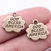 16X15mm 1.73g Color Bronce Antiguo Exportación Más Vendido Colgante God Bless America