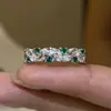 Anillo de Apertura Único Estilo Ins Lujo Blanco Zircón Color Fuego Brillante Anillo de Apertura Único Joyería de Mano Diamante Verde Hada
