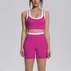 Nuevo conjunto de yoga a colorblock transfronterizo con tacto nude, casual y versátil, acanalado, de cintura alta, para ejercicio al aire libre, conjunto de seis piezas